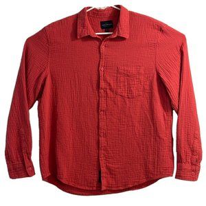 Lucky Brand Mens XL Solid Red Long Sleeve Button Up Casual Dress Shirt Top